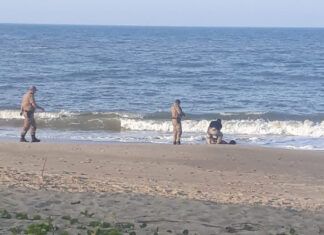 Homem que praticava atos obscenos na praia é contido e auxiliado pelas forças de segurança