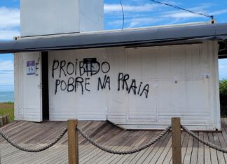 Orla norte tem patrimônio público vandalizado por pichador