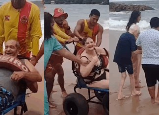 Projeto “Verão Ágape da Melhor Idade” leva idosos para um banho na Praia do Poá
