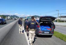 382 quilos de maconha são localizados em veículo clonado na BR-101, em Navegantes