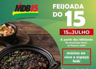 MDB de Balneário Piçarras promove feijoada neste sábado, dia 15
