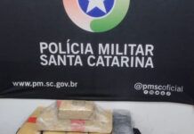PMSC de Penha prende traficante transportando dez quilos de maconha