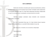Defesa de Osair se manifesta: “é pessoa íntegra e de conduta idônea e o ocorrido foi fato isolado em sua vida”