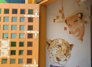 Artista plástico crava Beto Carrero e o leopardo Marco nas paredes do Castelo das Nações