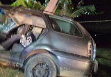 Navegantes: Motorista perde o controle e colide contra poste na SC-414