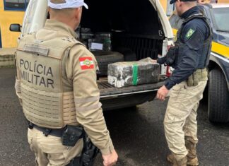 Caminhonete roubada é apreendida com quase meia tonelada de maconha