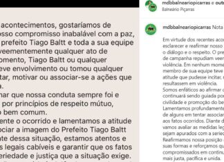 MDB de Balneário Piçarras repudia acusação de agressão à morador