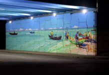 Cultura e turismo de Balneário Piçarras ganham destaque em pintura do viaduto