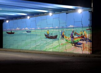 Cultura e turismo de Balneário Piçarras ganham destaque em pintura do viaduto