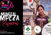 Grupo Escoteiro Baden Powell promove atividade de limpeza da praia de Balneário Piçarras
