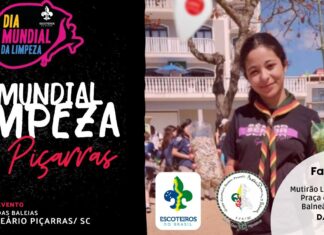 Grupo Escoteiro Baden Powell promove atividade de limpeza da praia de Balneário Piçarras