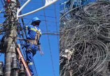 Balneário Piçarras remove 1,5 tonelada de fios sem uso em postes de energia