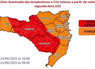 Proteção e Defesa Civil de Santa Catarina emite alerta vermelho para o frio intenso no estado