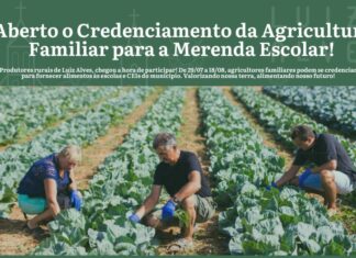 Luiz Alves abre credenciamento para Agricultura Familiar na alimentação escolar