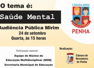 Câmara Mirim de Penha promove audiência pública sobre Saúde Mental na Escola