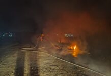 Bombeiros controlam incêndio em veículo na BR-101, em Barra Velha