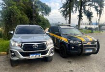 Picape furtada em Balneário Piçarras é achada escondida em plantação em Garuva