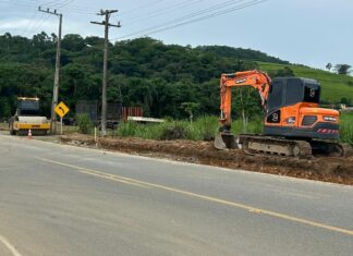 Iniciada obra do trevo alemão na SC-414, em Luiz Alves