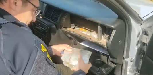 PRF intercepta automóvel recheado de drogas escondidas em caixas de som, portas, motor e painel de automóvel na BR-101
