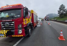 Peugeot é destruído por incêndio na BR-101 em Araquari