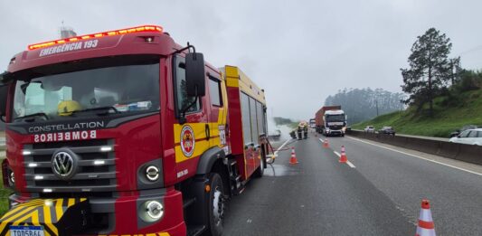 Peugeot é destruído por incêndio na BR-101 em Araquari