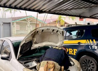 PRF recupera carro furtado em BC na BR-101 em Porto Belo